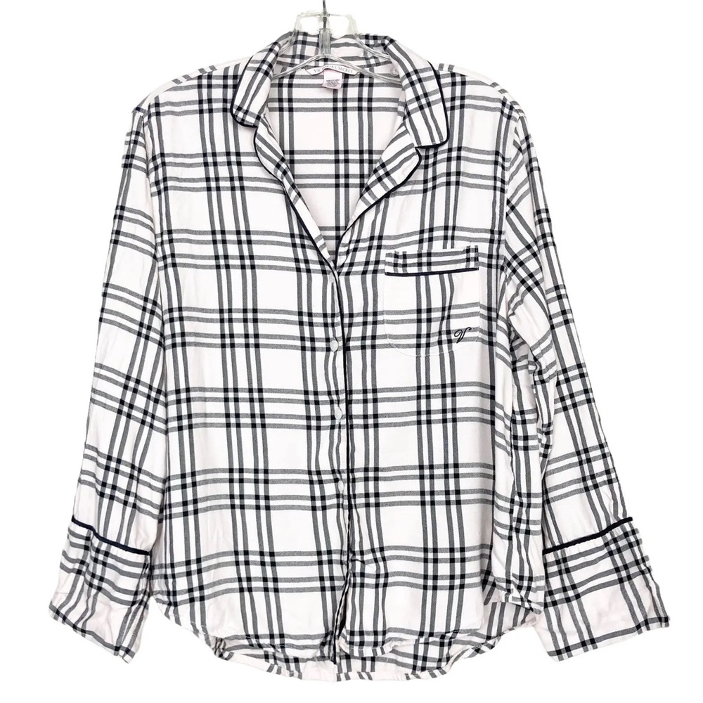 Victoria's Secret Black and White Checkered Button Down Shirt
